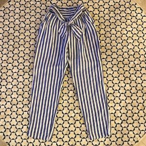 Mayoral Blue/White Striped Tie Front Pants size 10